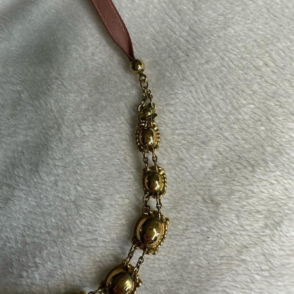 Swarovski Gold and Pink Ribbon Rosette Collar Necklace - Picture 4 of 6